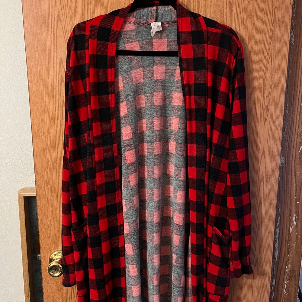 Black and Red Plaid Cardigan